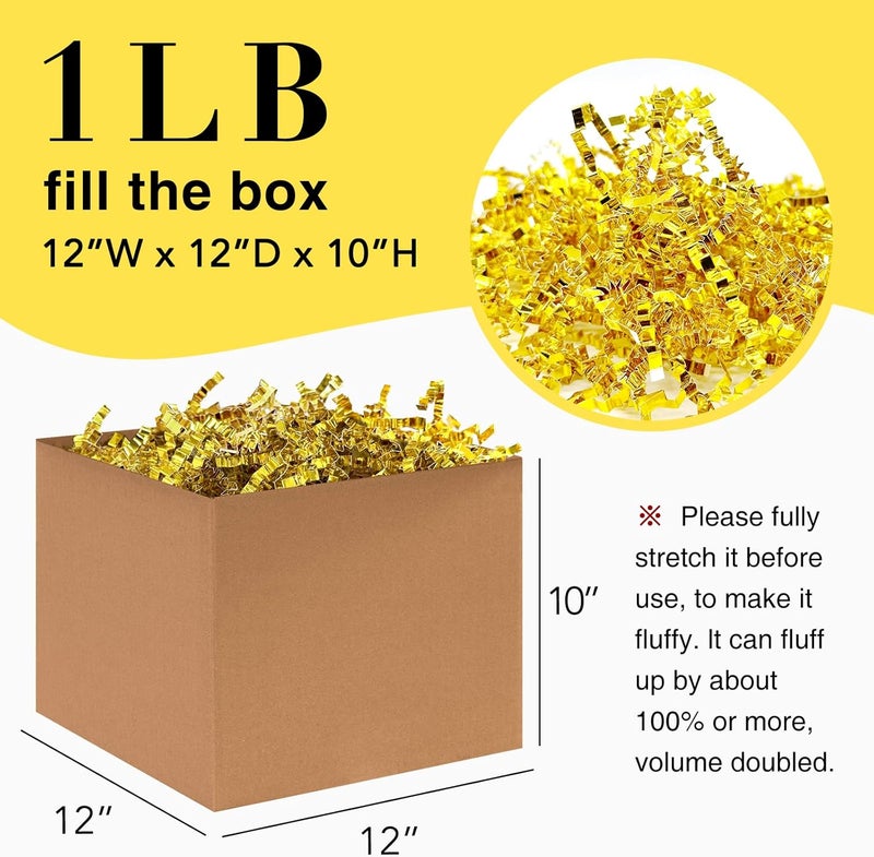 Corlcol 1LB Crinkle Cut Paper Shred Filler for Gift Box Bag and Basket On Holidays (Gold) - Image 2